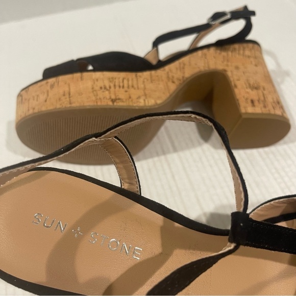 Women’s Sun + Stone Jillien Black Faux Suede Platform Sandals Size 11 US! - Picture 6 of 9